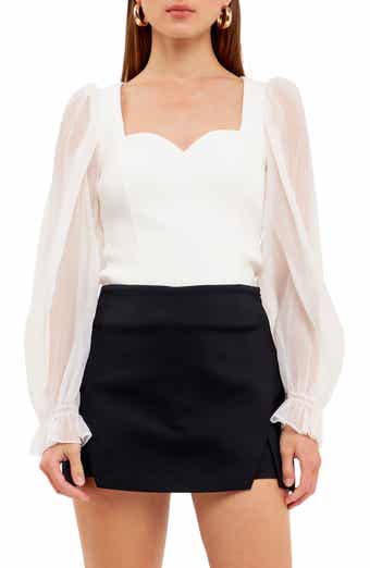 Organza Sleeve Knit Top