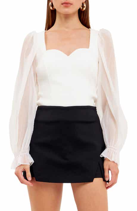 Organza Sleeve Knit Top