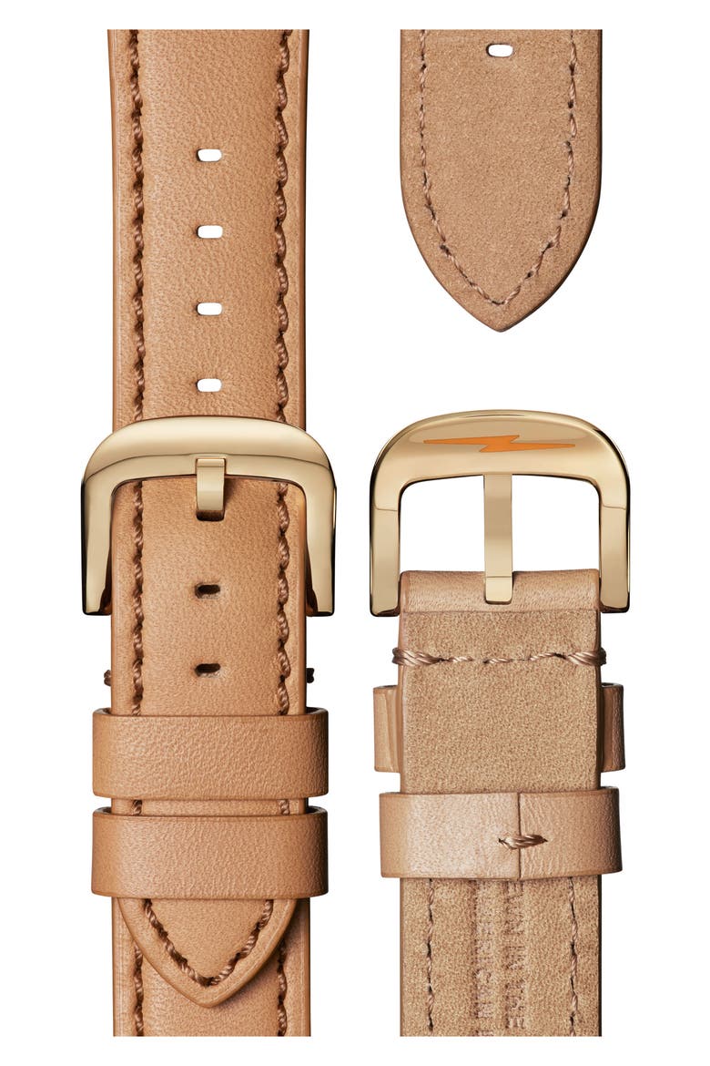 The Canfield Chrono Leather Strap Watch, 40mm, Alternate, color, CAMEL/ WHITE/ GOLD