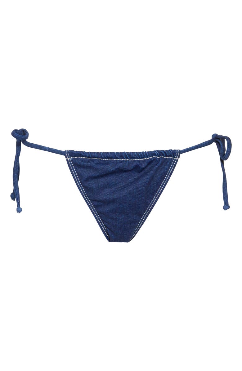 Good American Denim Tiny Ties Bikini Bottoms, Alternate, color, Indigo Print001