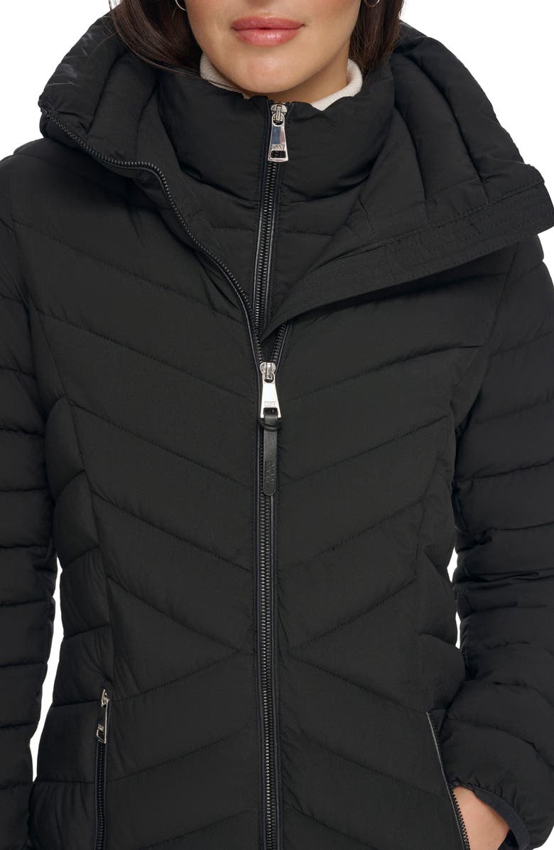 DKNY Water Resistant Hooded Bib Puffer Jacket, Alternate, color, 