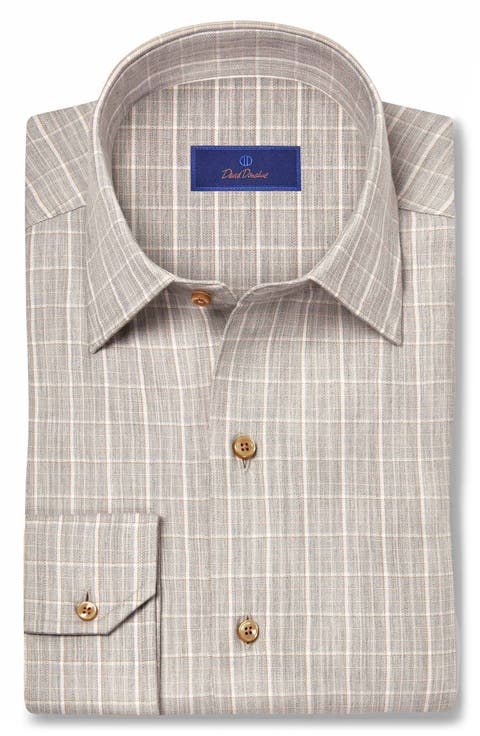 Cotton & Cashmere Herringbone Check Sport Shirt