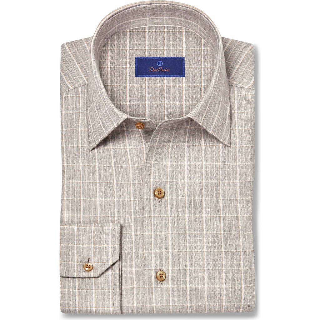 David Donahue Printed Sport Shirt In Neutral