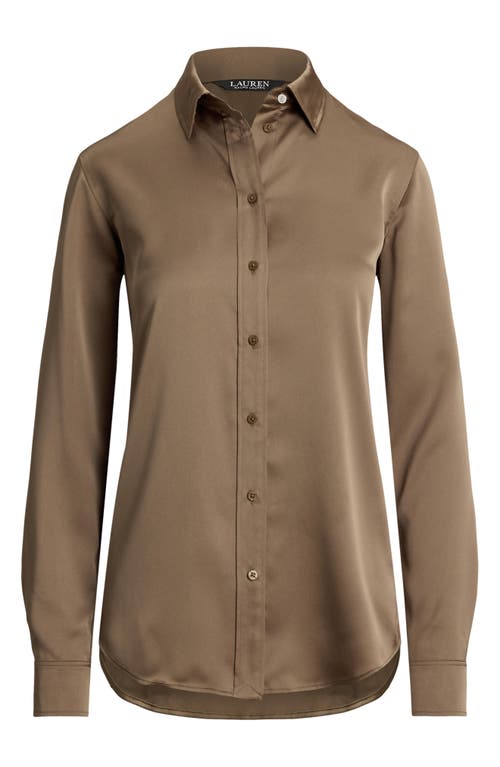 Ralph Lauren Classic Fit Satin Charmeuse Shirt In Brown