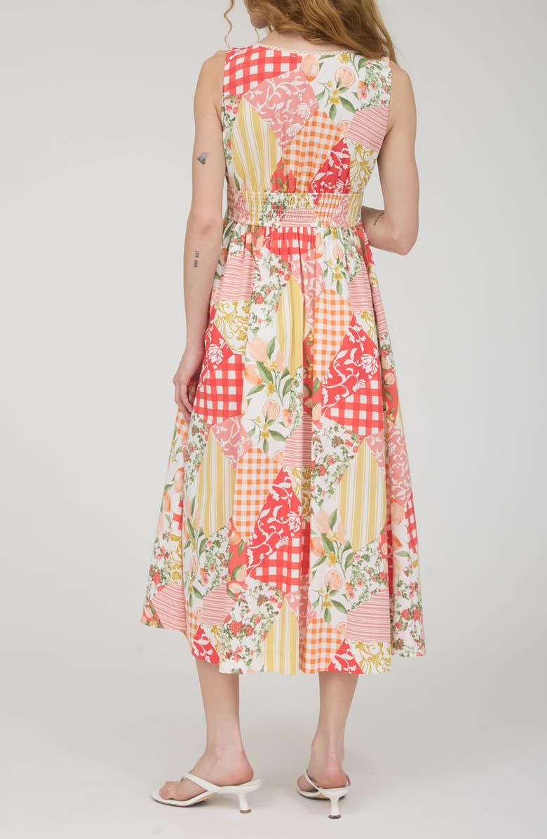 Blu Pepper Patchwork Sleeveless Midi Dress, Alternate, color, Red Multi