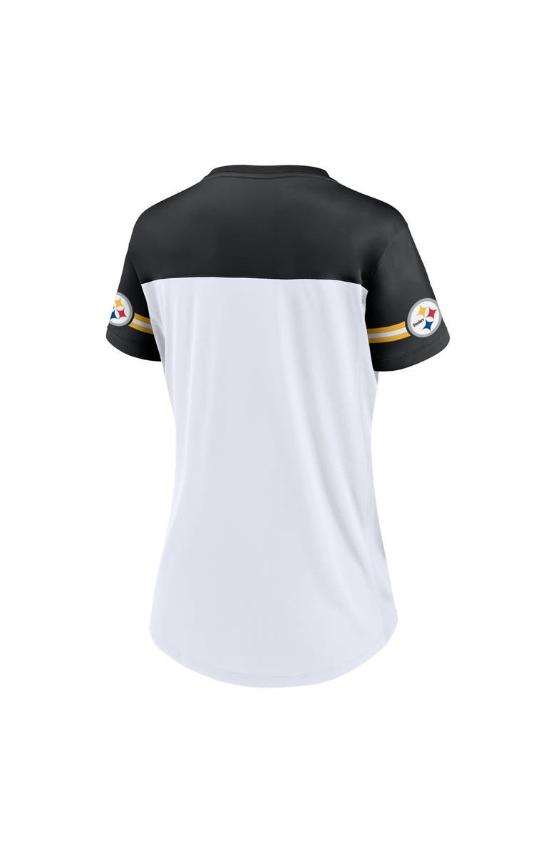 FANATICS Women's Fanatics Branded White Pittsburgh Steelers Dueling Slant V-Neck Lace-Up T-Shirt, Alternate, color, 
