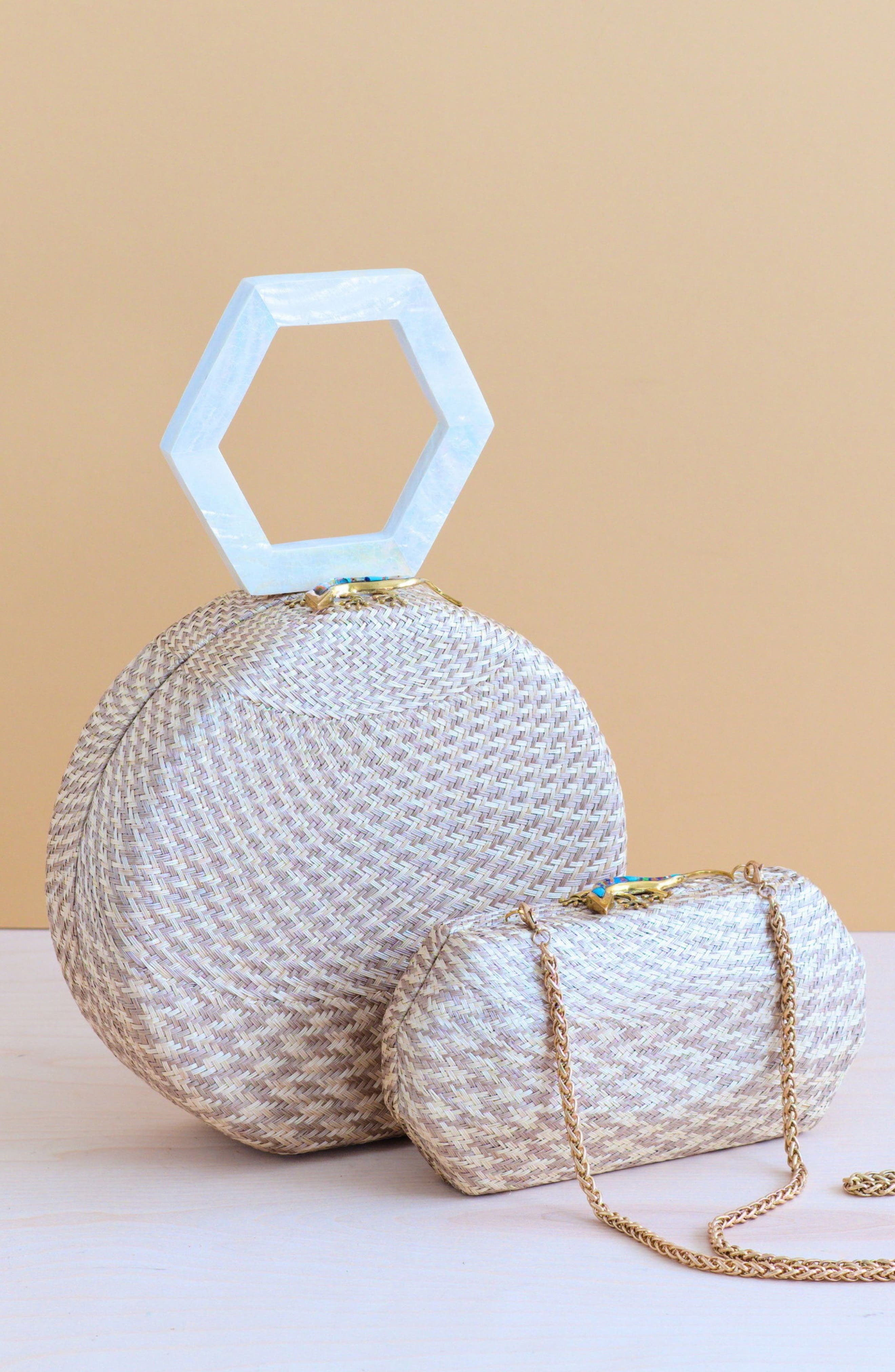 LIKHA Houndstooth Octagon Clutch, Alternate, color, Dusty Rose