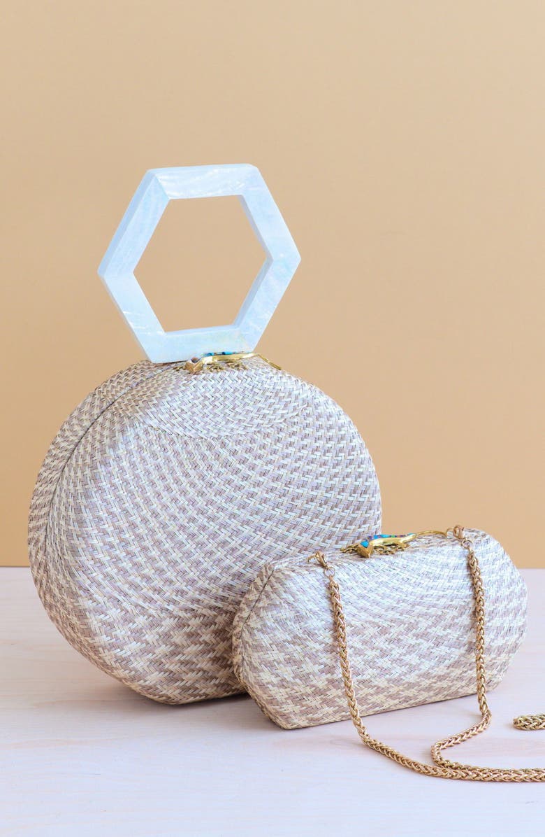 LIKHA Houndstooth Octagon Clutch, Alternate, color, Dusty Rose