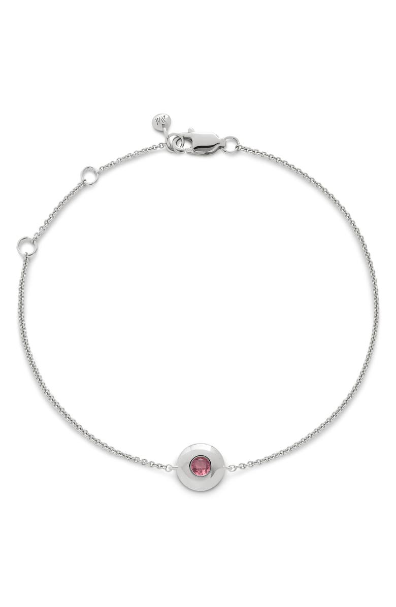 Monica Vinader October Birthstone Tourmaline Bracelet, Main, color, Ss/ Pink Tourmaline