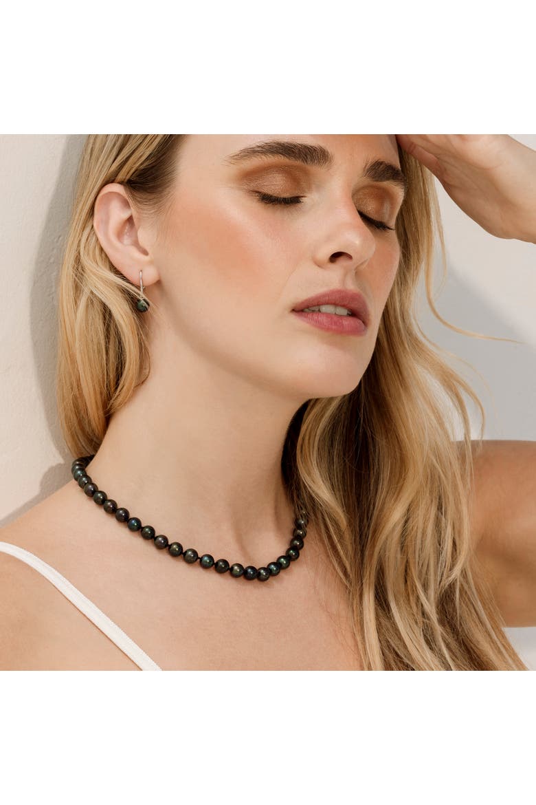 8.0-8.5mm Japanese Akoya Black Pearl Necklace - AA+ Quality, Main, color, White Gold Clasp