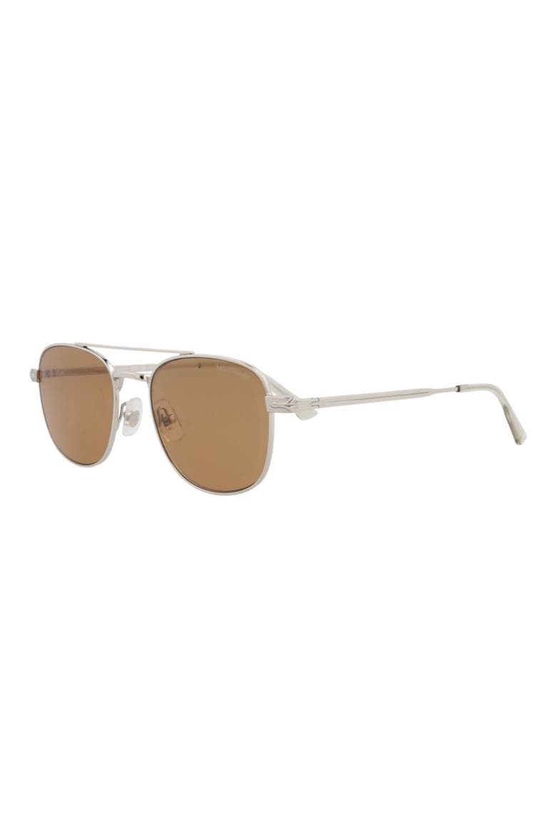 51mm Square Aviator Sunglasses, Alternate, color, SILVER SILVER BROWN