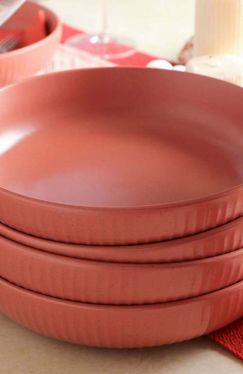 Stone Lain Logan Stoneware 4-piece Bowl Set In Pink