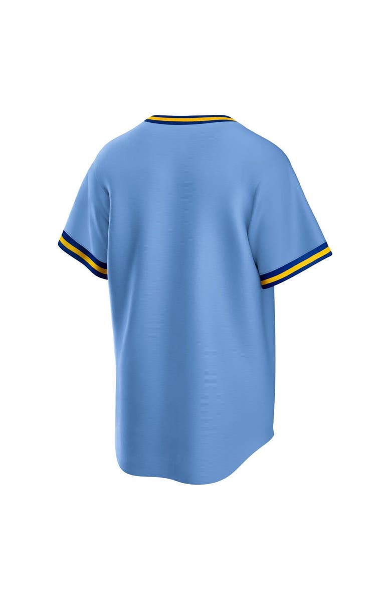 Nike Men's Nike Powder Blue Milwaukee Brewers Road Cooperstown Collection Team Jersey, Alternate, color, 