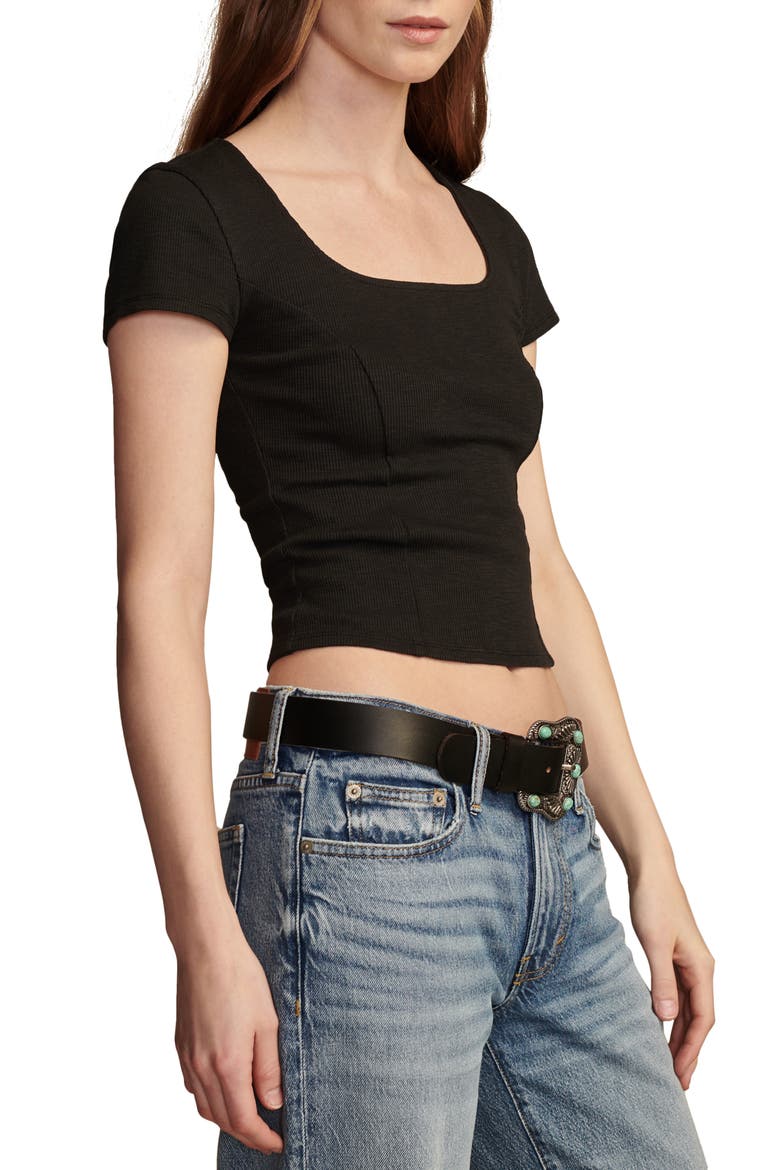 Rib Crop T-Shirt, Alternate, color, JET BLACK
