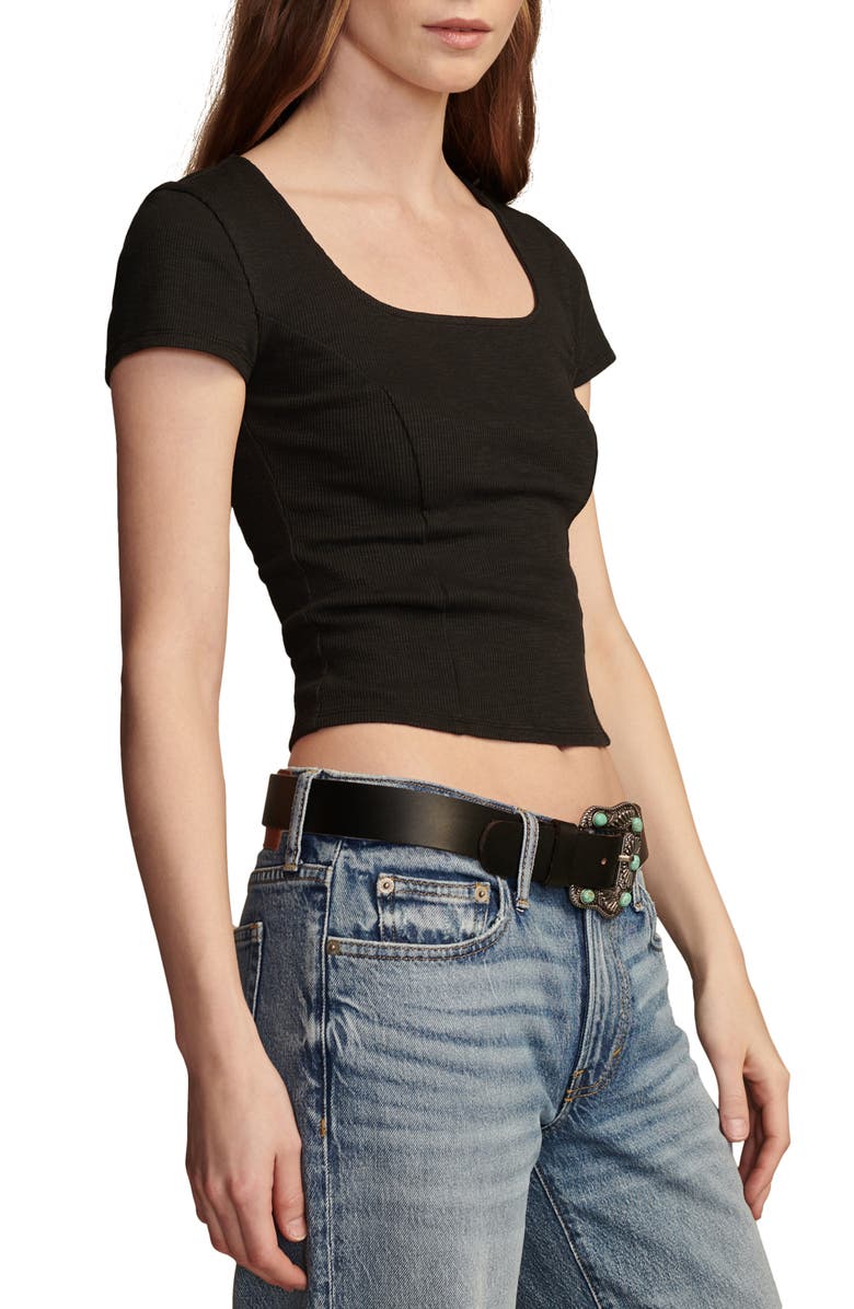 Lucky Brand Rib Crop T-Shirt, Alternate, color,