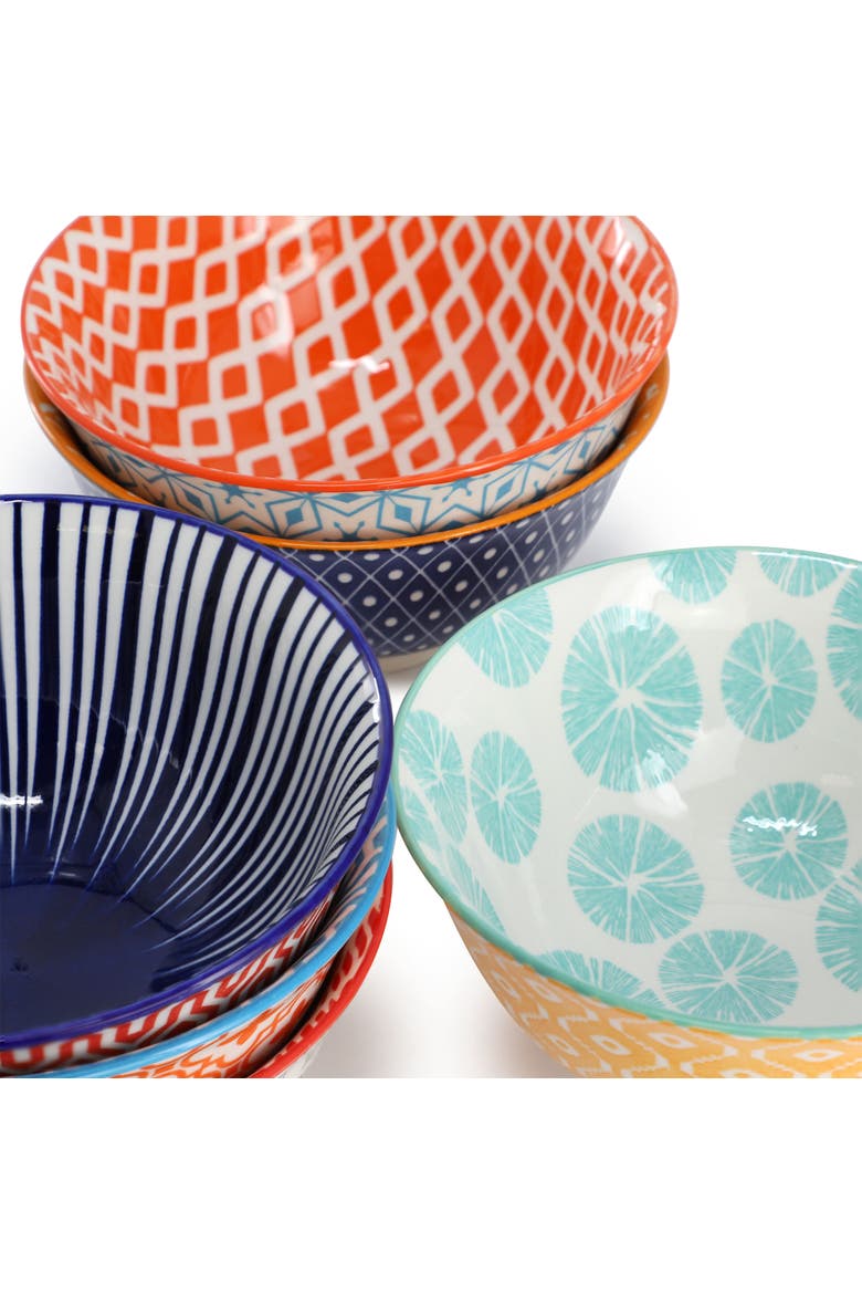 Roxey 6 Piece 20oz Porcelain Footed Bowl Set, Alternate, color, Multi