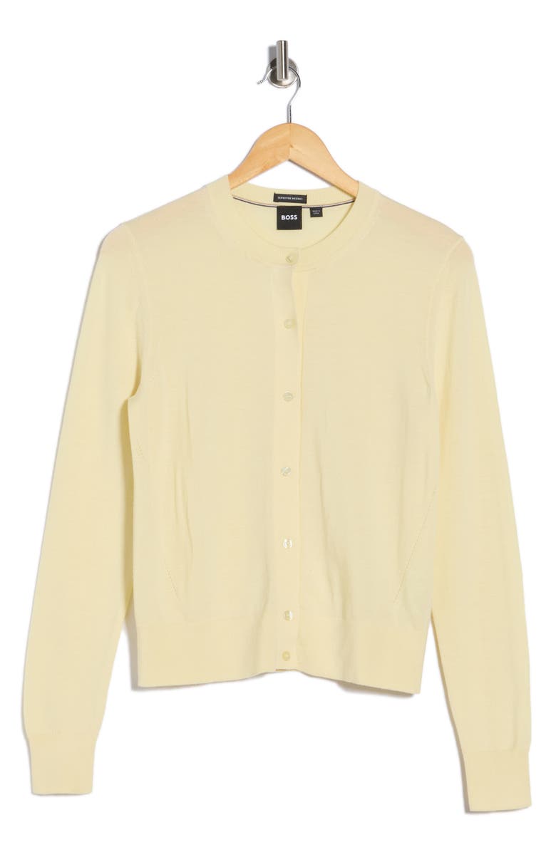 BOSS Fadenasi Virgin Wool Cardigan, Main, color, Open Yellow