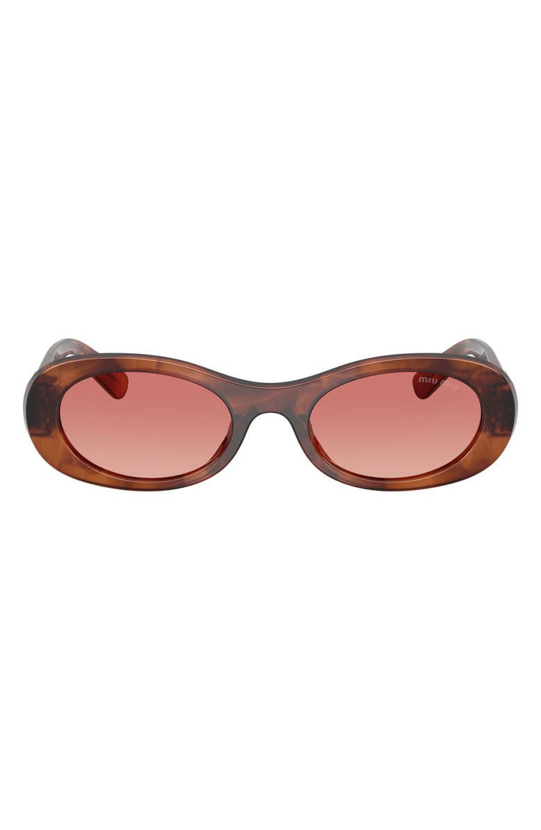 Miu Miu 50mm Oval Sunglasses, Alternate, color, Striped Tobacco / Pink Grad