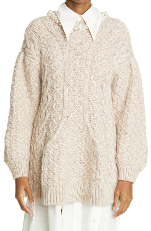 Simone Rocha Signature Sleeve Cable Knit Alpaca Blend Sweater