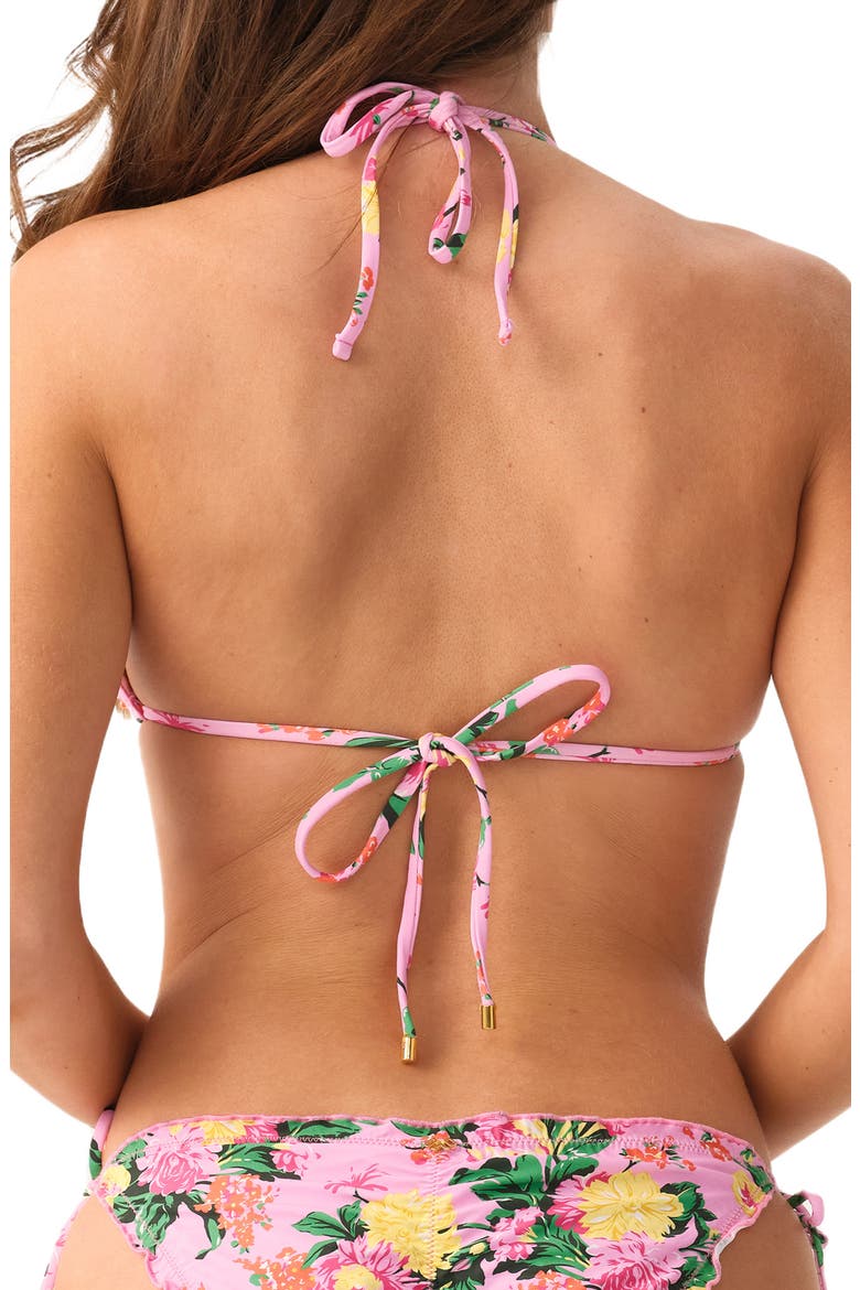 Lettuce Edge Floral Triangle Bikini Top, Alternate, color, DAHLIA