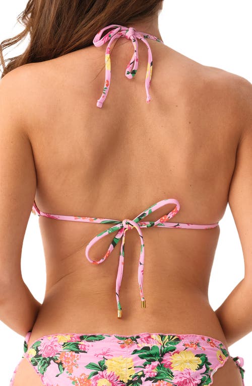 Pq Swim Lettuce Edge Floral Triangle Bikini Top In Multi