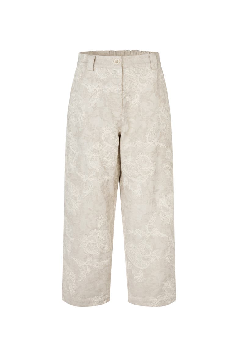 Mapaelith Embroidered Cropped Trousers, Alternate, color, Natural