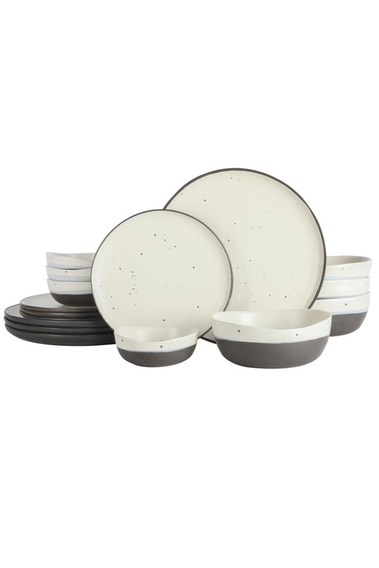 Rhinebeck 16-Piece Double Bowl Dinnerware Set, Main, color, White/Black