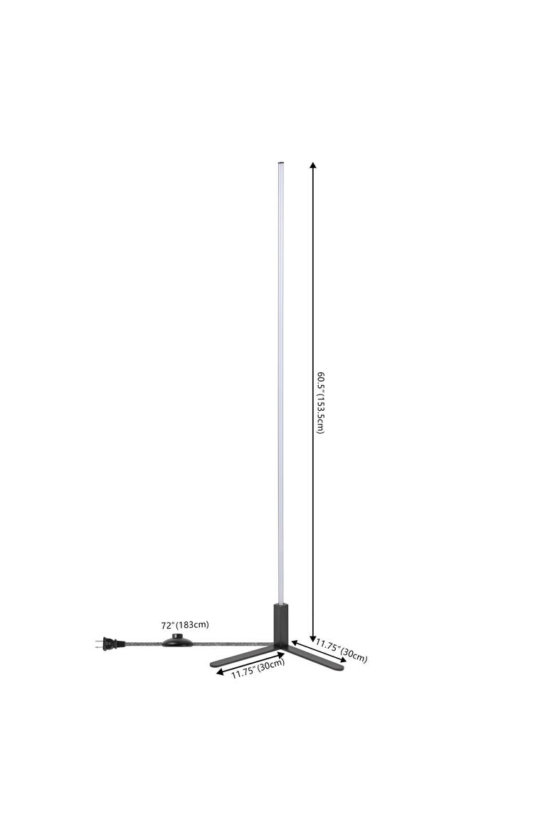 Potts 60.5" Modern Contemporary Aluminum/Iron Integrated LED Post Floor Lamp, Alternate, color, Black