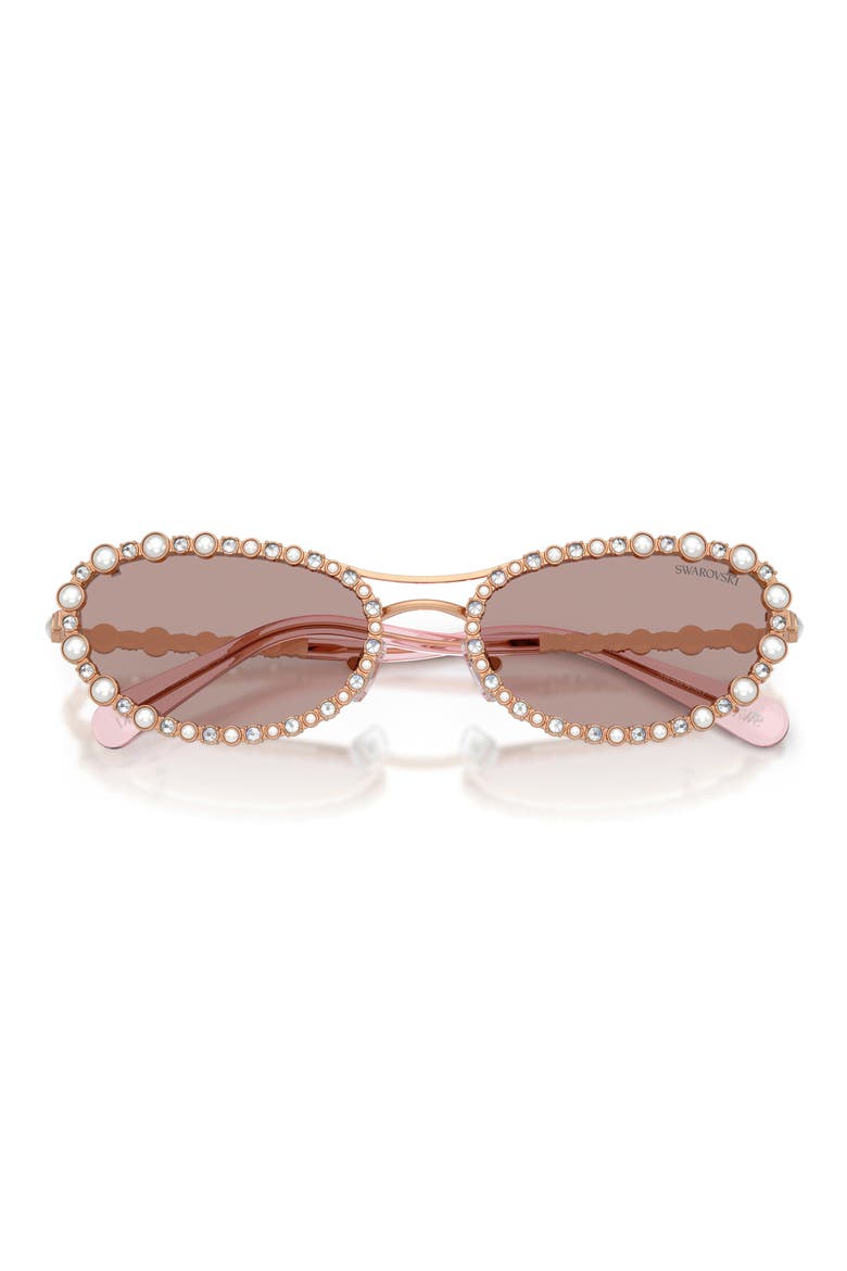 56mm Oval Sunglasses, Alternate, color, ROSE GOLD / LIGHT PURPLE BROWN