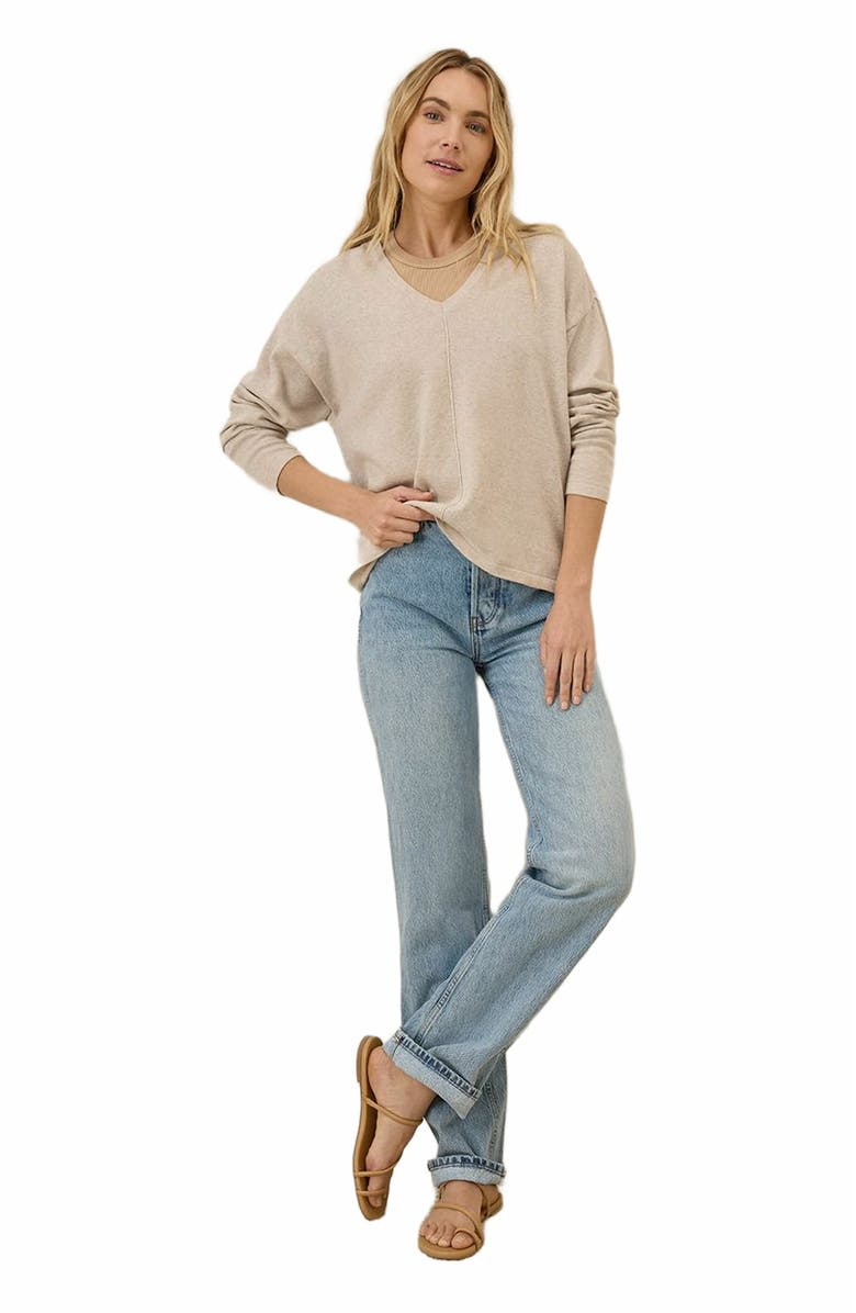 Pact Organic Cotton Classic Fine Knit Relaxed Sweater, Main, color, Sandshell Heather