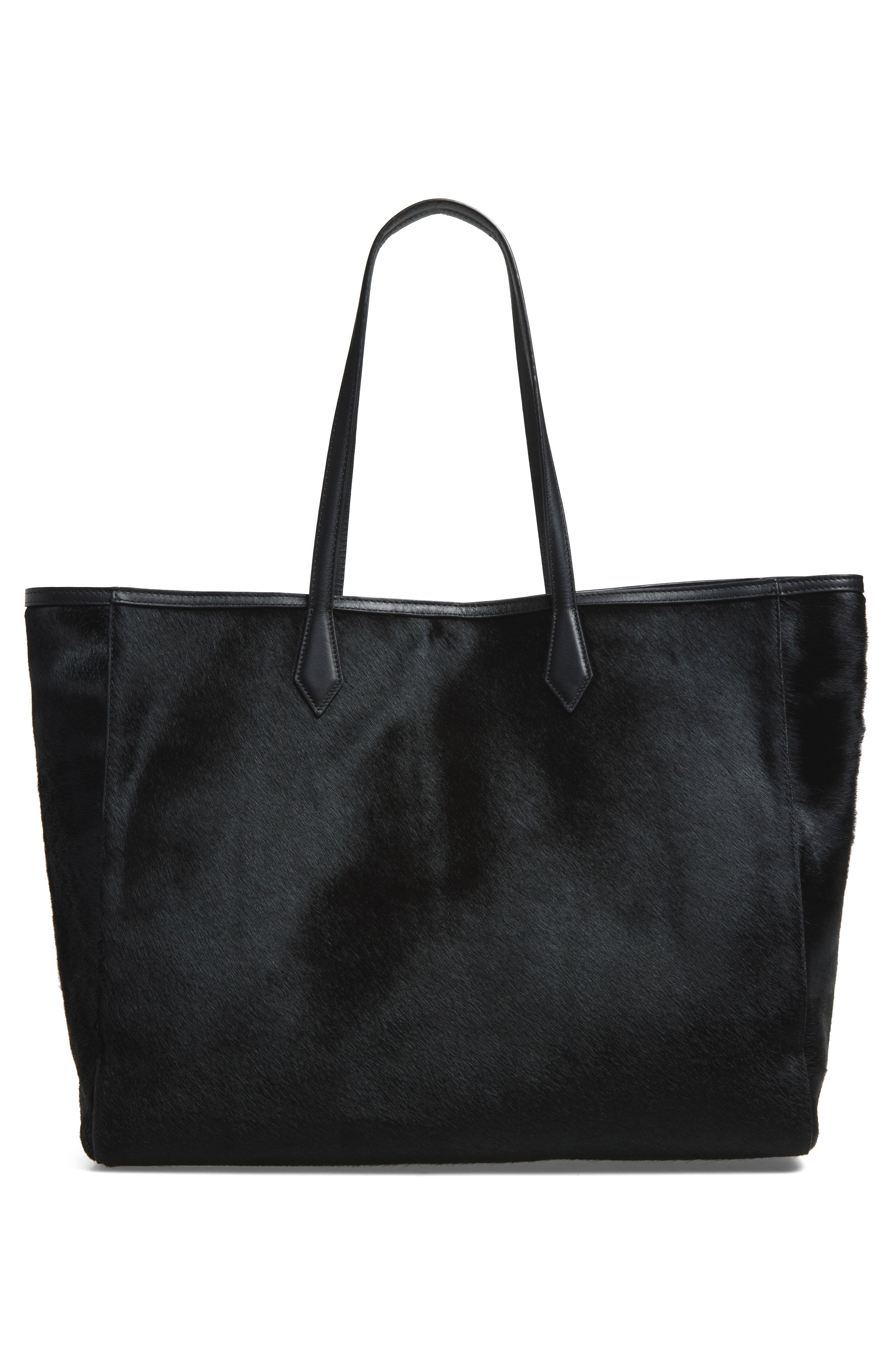 Sofia Leather & Calf Hair Tote, Alternate, color, BLACK HAIRCALF