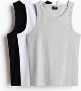H&M 3-pack Slim Fit Ribbed Vest Tops