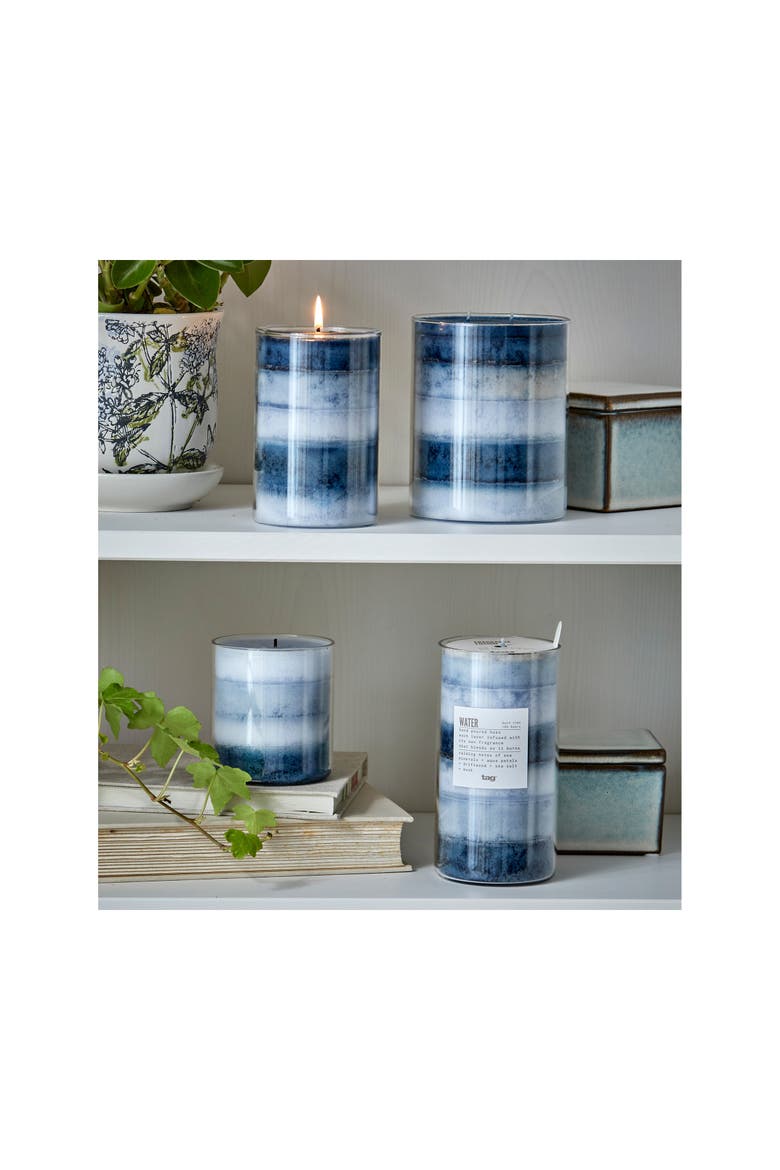 Water Themed Scented Paraffin Wax Pillar Candle Large Blue, Alternate, color, Blue