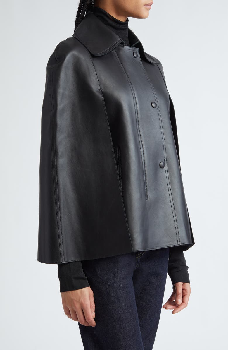 TOTEME Double Leather Cape Jacket, Alternate, color,