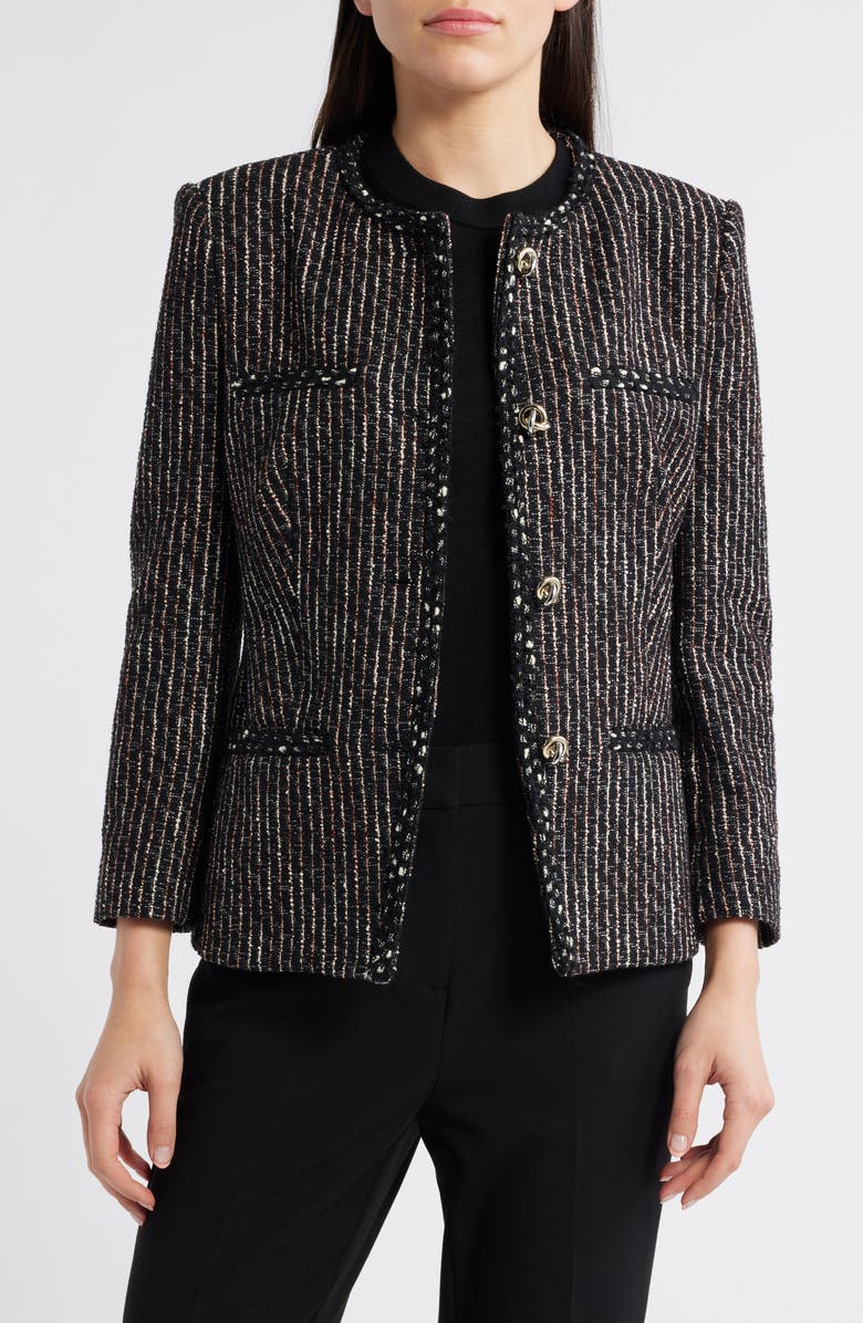 BOSS Jia Stripe Tweed Jacket, Main, color, 