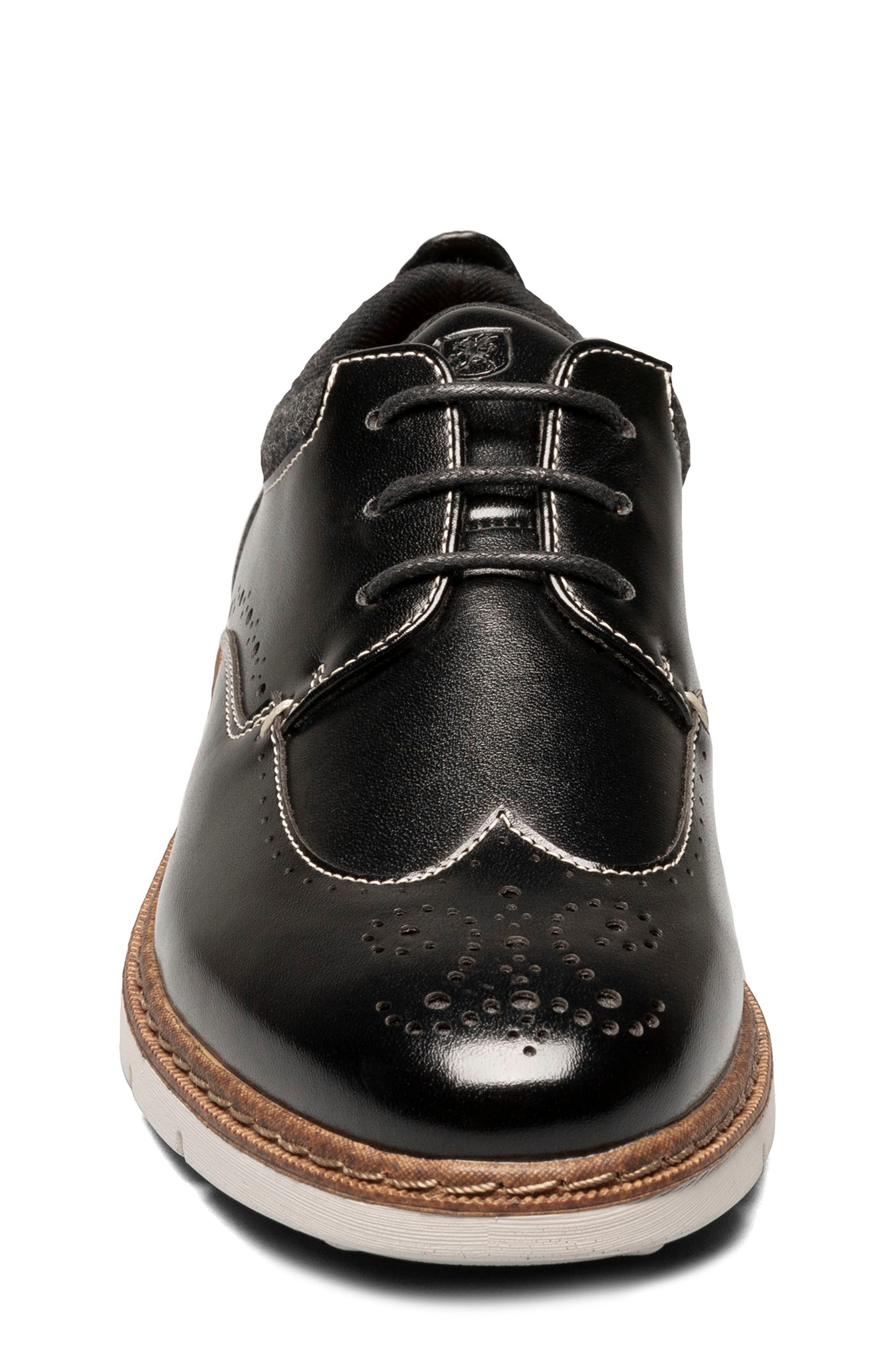 Kids' Synergy Wingtip Faux Leather Shoe, Alternate, color, BLACK