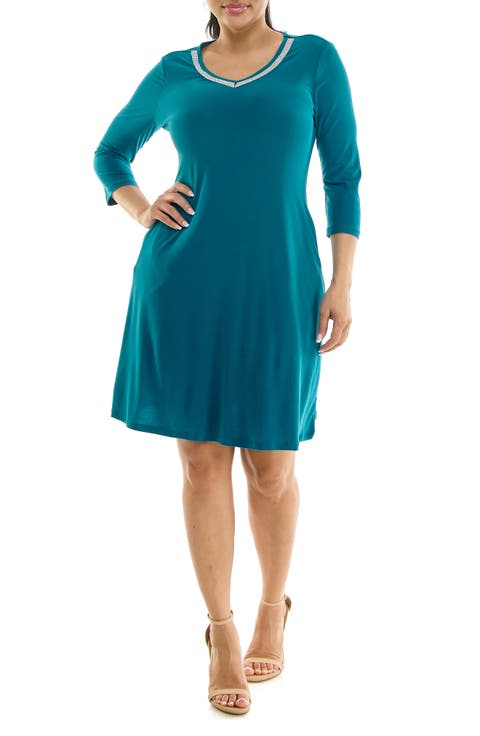 Rhinestone V-Neck Dress