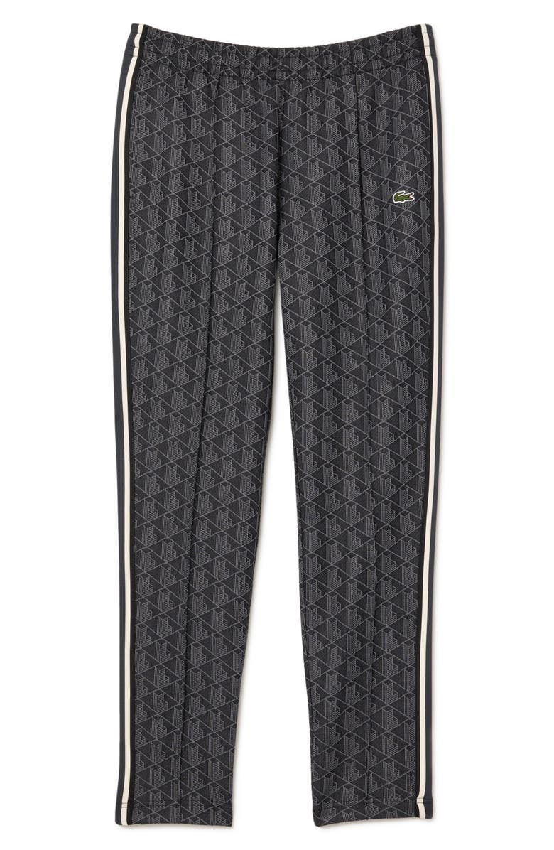 Lacoste Regular Fit Geo Print Track Pants, Alternate, color, Black/ Graphite