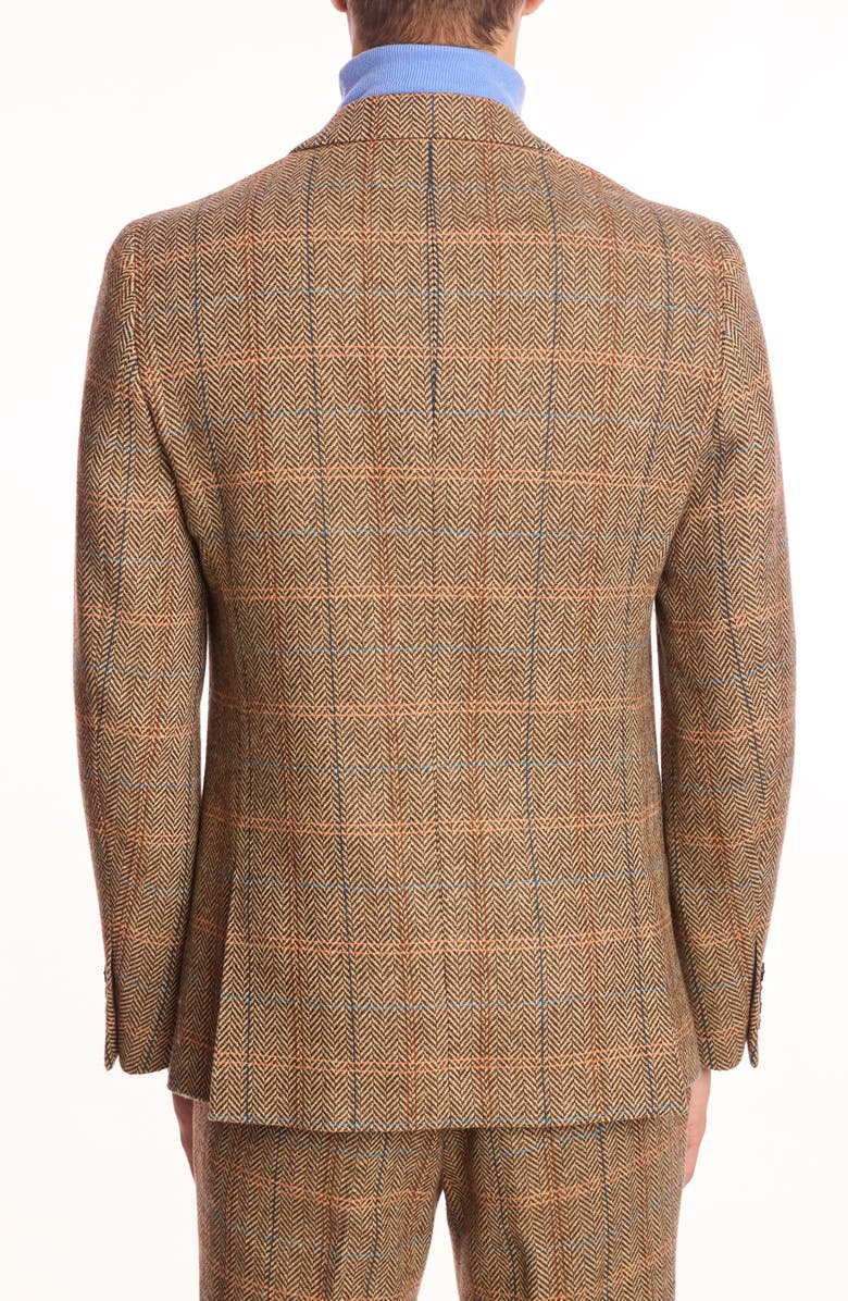 PAISLEY & GRAY Dover Slim Fit Brown Herringbone Wool Blend Blazer, Alternate, color, Brown Orange Multi Herringbone