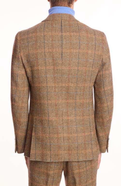 Paisley & Gray Dover Slim Fit Brown Herringbone Wool Blend Blazer In Brown