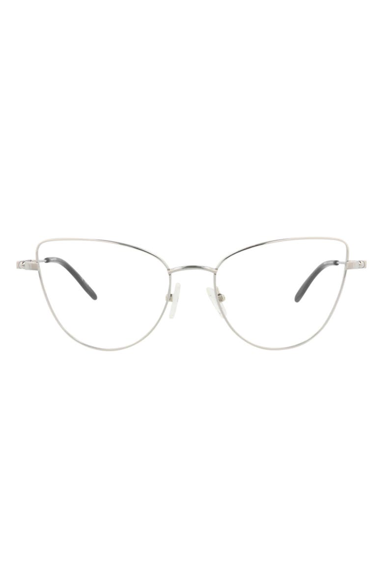 McQueen 55mm Cat Eye Optical Glasses, Main, color, Ruthenium Transparent