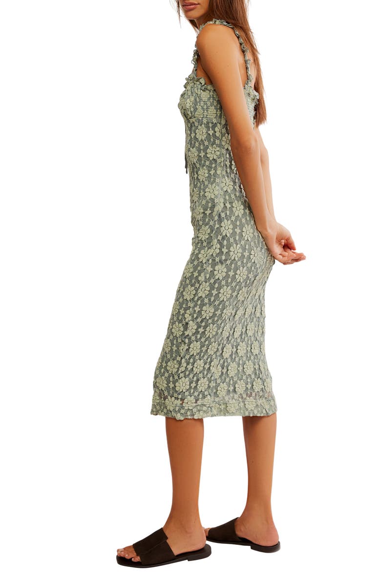 Free People Lucinda Floral Lace Midi Dress, Alternate, color, Lilypad Combo