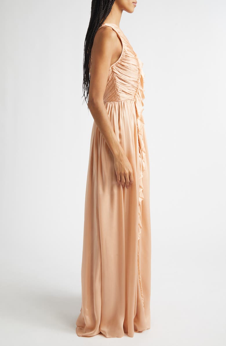 Ulla Johnson Aisha One Shoulder Pleated Asymmetrical Maxi Dress, Alternate, color, Sand