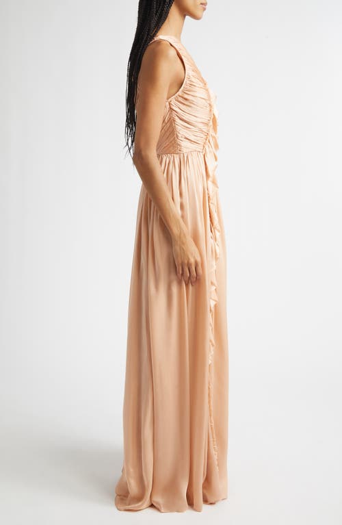 Ulla Johnson Aisha One Shoulder Pleated Asymmetrical Maxi Dress In Brown