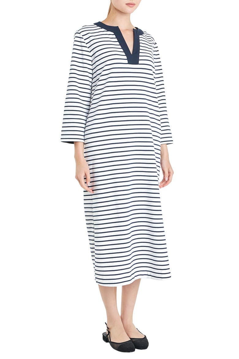 Stripe Cotton Jersey Shift Dress, Alternate, color, WHITE/NAVY