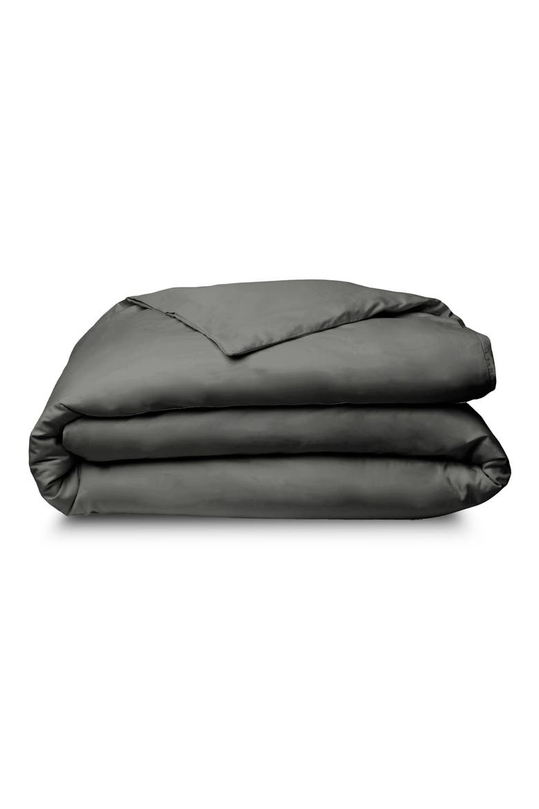 400 Thread Count CrispCool Organic Cotton Percale Duvet Cover, Main, color, STORM