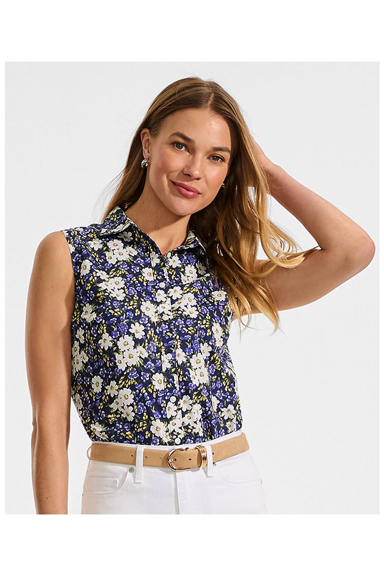 Sleeveless No Iron Shirt, Alternate, color, Deep Sea Spring Floral