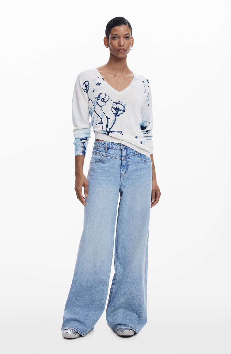 Desigual Floral V-Neck Sweater, Alternate, color, 