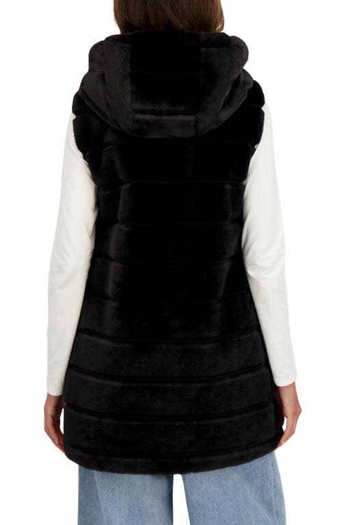 Sebby Faux Fur Hooded Vest In Black