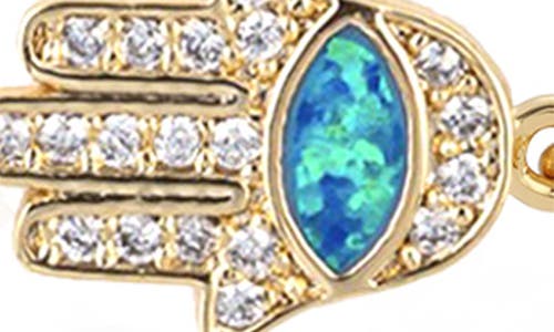 Eye Candy Los Angeles Set Of 3 Opal Evil Eye Hamsa Bolo Bracelets In Gold